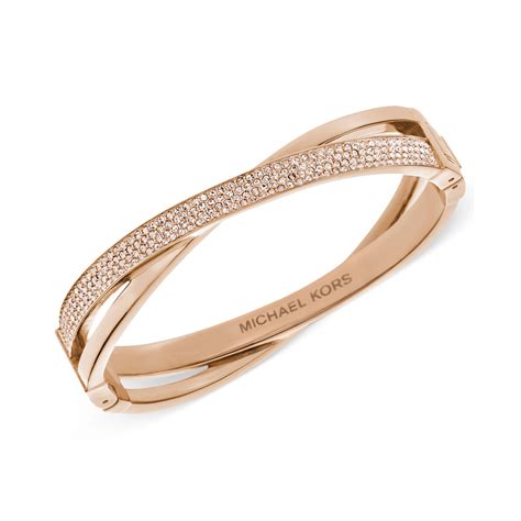 Michael Kors Tiffany Rose Gold Tone Pave Crystals Bracelet 